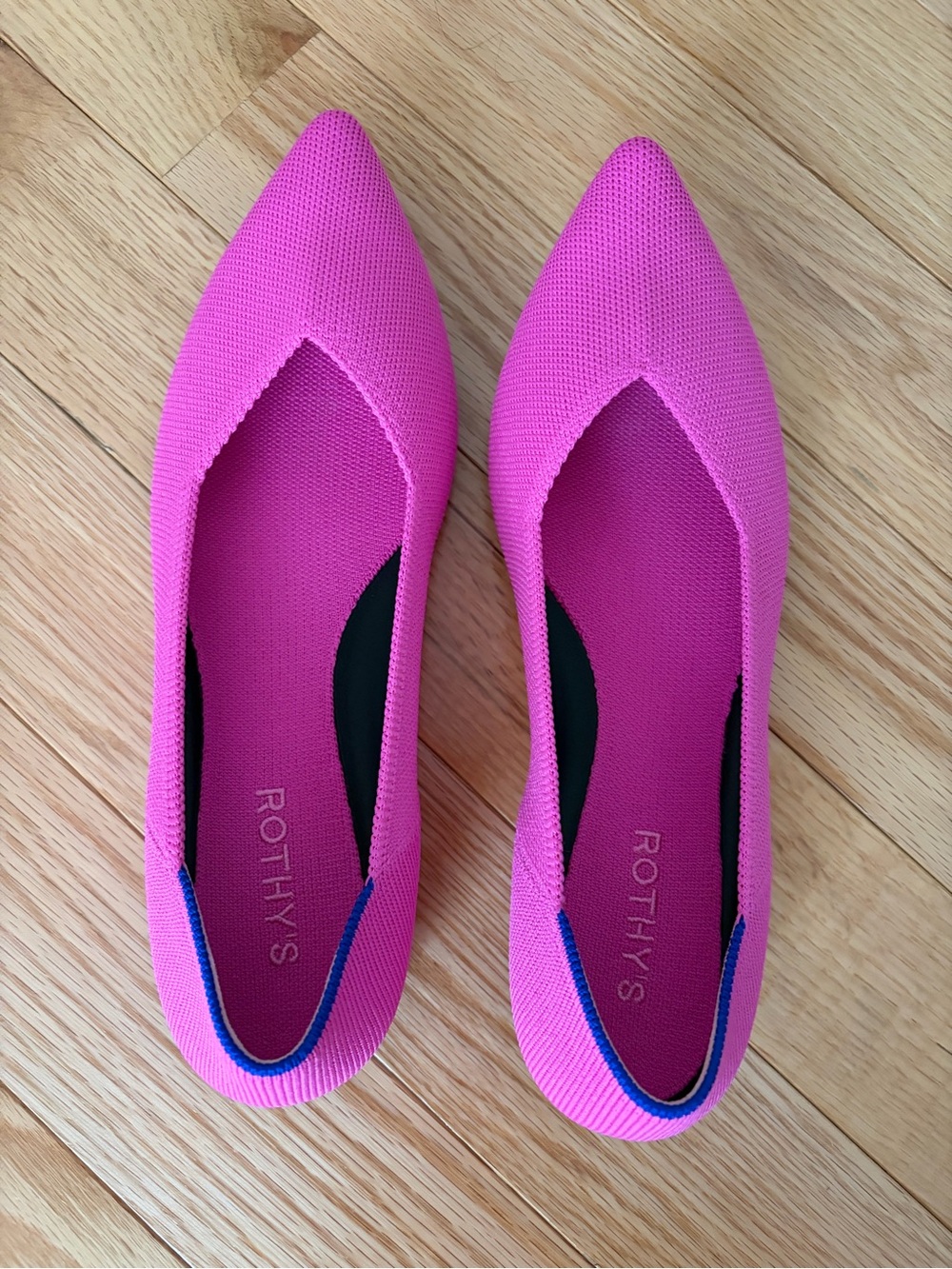 Rothy's Hot Pink Pointed Knit Flats